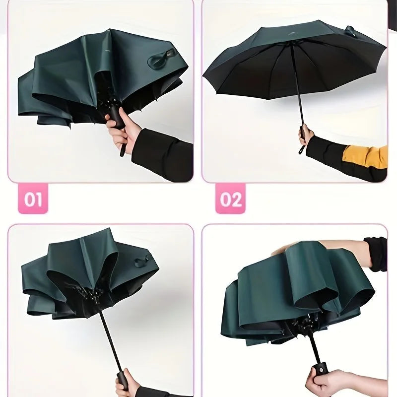 Parapluie pliant semi-automatique à 8 baleines – Unisexe