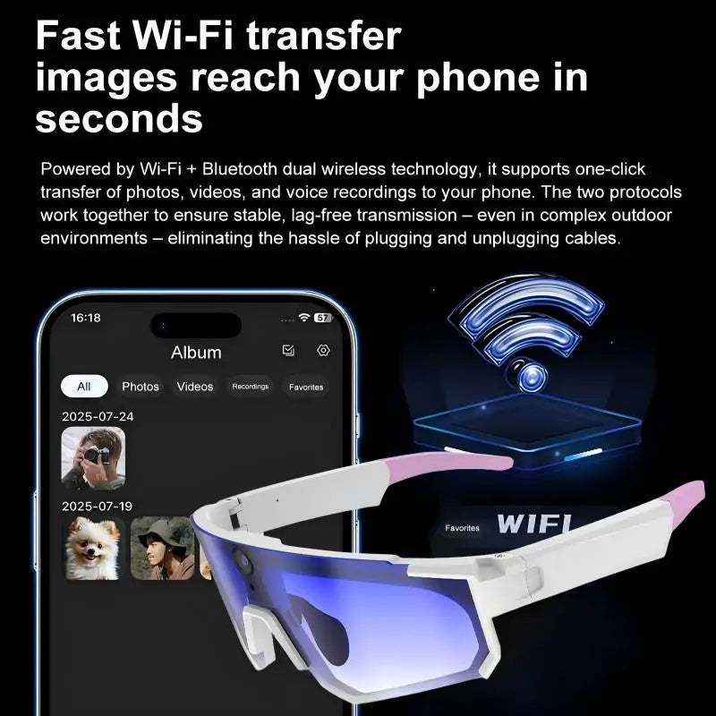 Lenovo AI Smart Glasses ChatGPT 800W HD Camera Anti-shake Cycling Video&Photo Sport Sunglasses Dual Mic 64GB Windproof Goggles
