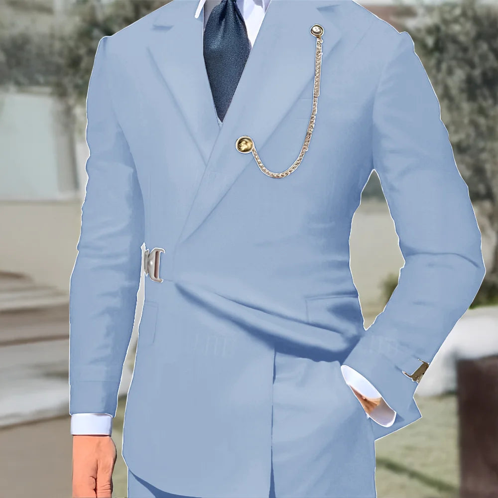 New Men's Suit 2-piece Business Formal Blazer Double-breasted Design Groom Tuxedo for Wedding XS-5XL Outfit