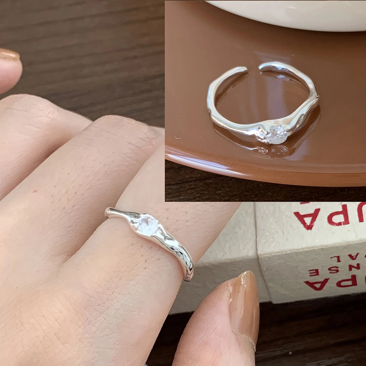 Bague Lotus en Argent Sterling 925 Femme – Texture Rétro & Ajustable | Cadeau Bijou