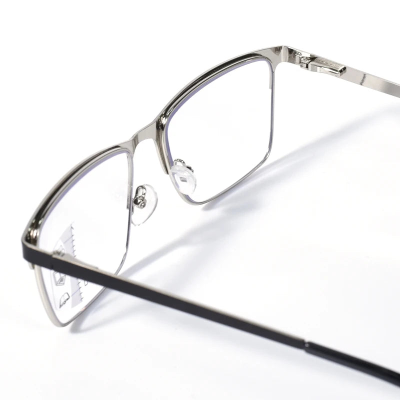 Lunettes de lecture progressives anti-lumière bleue ONEVAN – Monture acier noire, unisexe