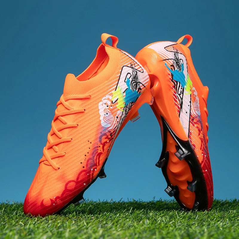 New Men Football Boots Soccer Cleats FG Non-Slip Training Shoes Soccer Shoes Long Spikes Match Ultralight Outdoor Drop Shipping