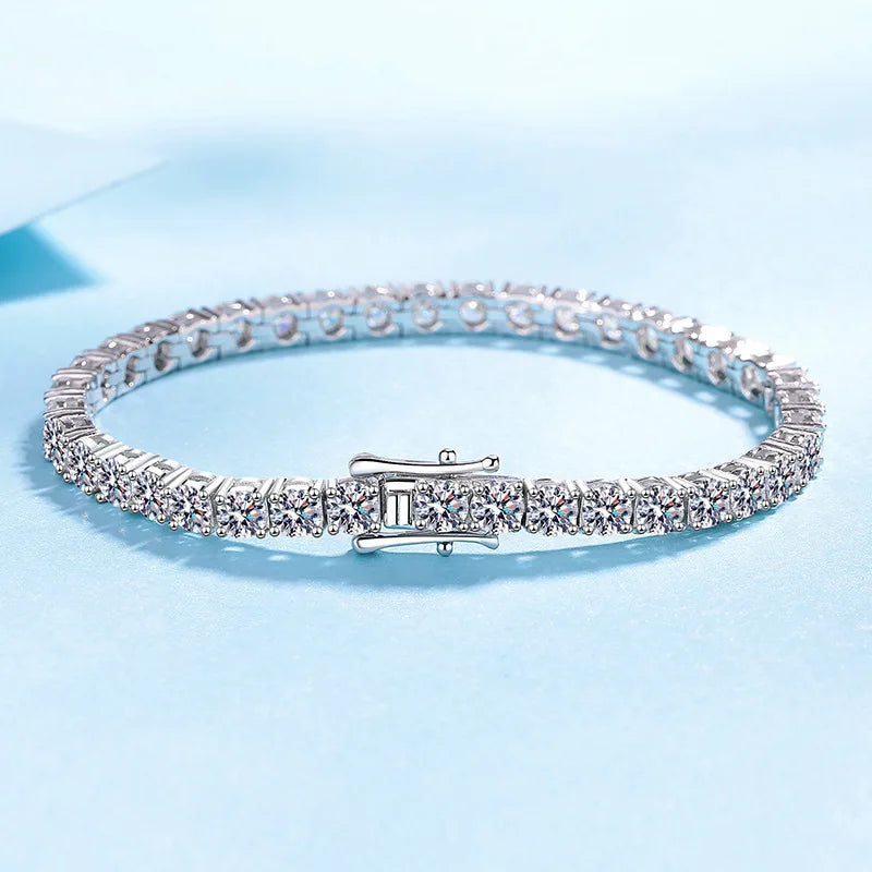 Bracelet Moissanite en Argent Sterling 925 – 3 à 7mm | Diamant D VVS1 Certifié GRA