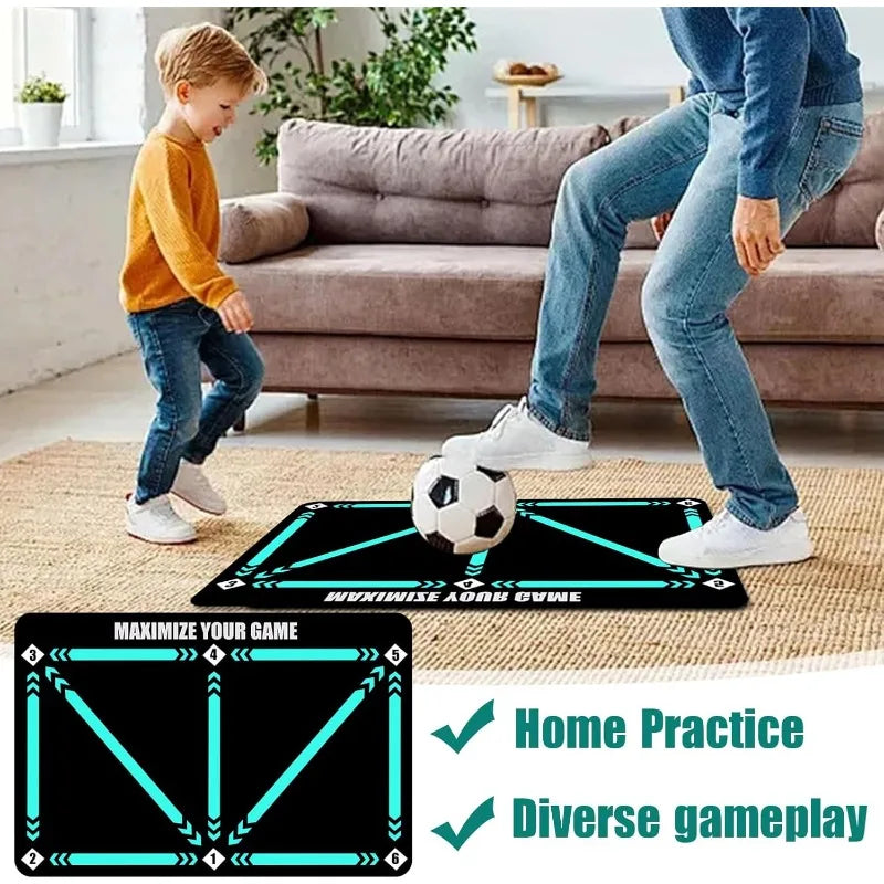 60 X 90cm Wear-resistant Non-slip Football Footwork Agility Training Mat Portable Footstep Practice Pad Anti Slip Bottom Design Multiscene for Kids Adult Soccer Player Indoor Home Outdoor Football Skill Training