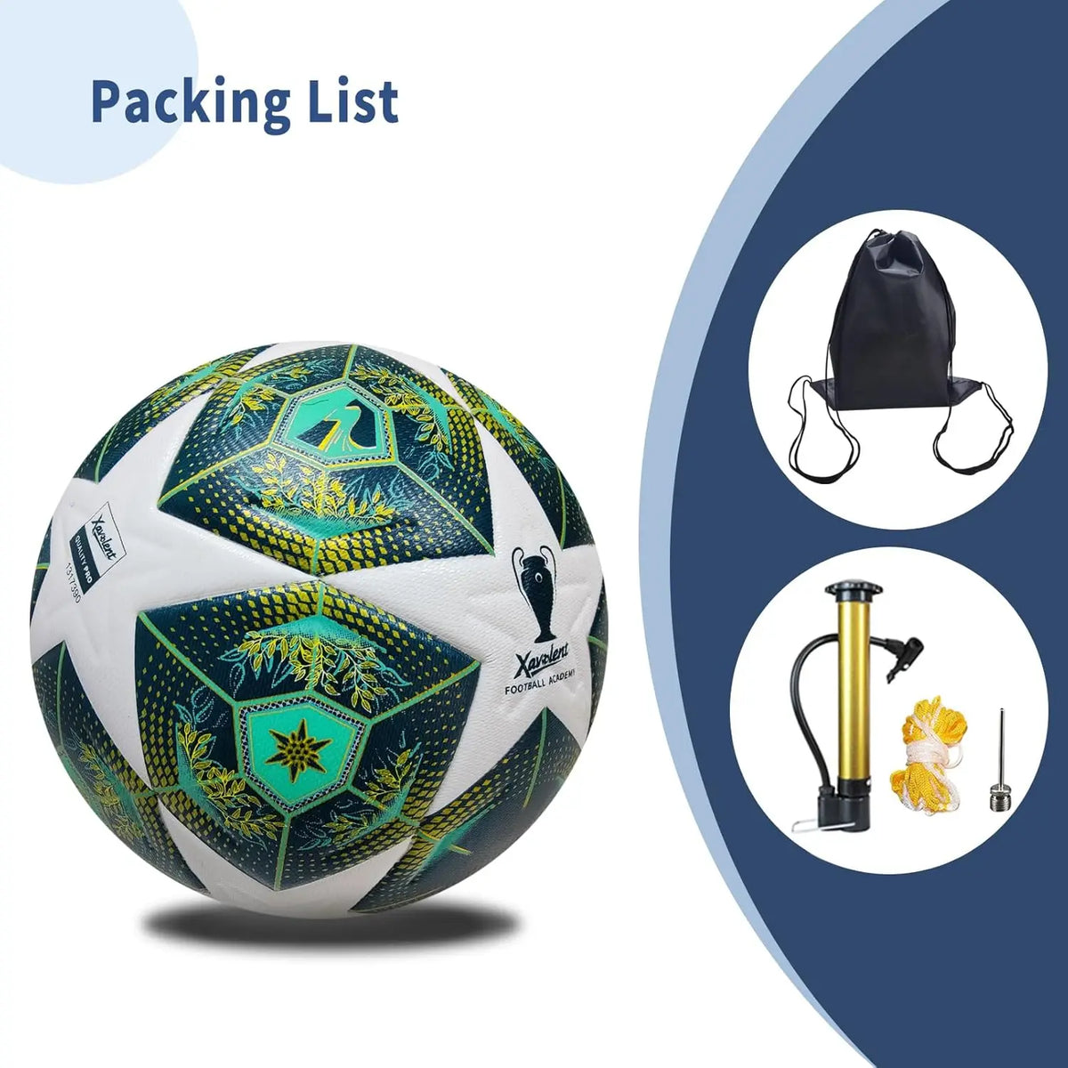Ballon de Football Professionnel Taille 5 – Couture Thermique, PU Imperméable + Kit Complet d'Accessoires