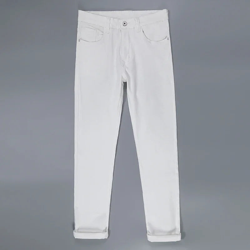 Jean Slim Blanc Homme – Coupe Ajustée Élastique Style Business Casual