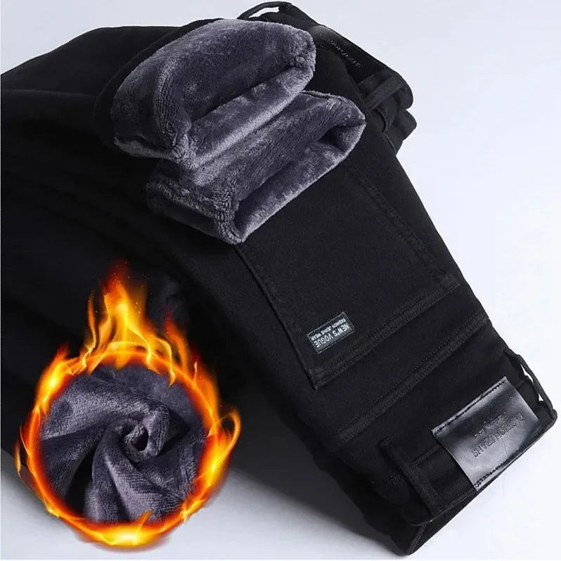 Jean Droit Homme Hiver Doublé Velours 3 Coloris Stretch Grande Taille 28-40