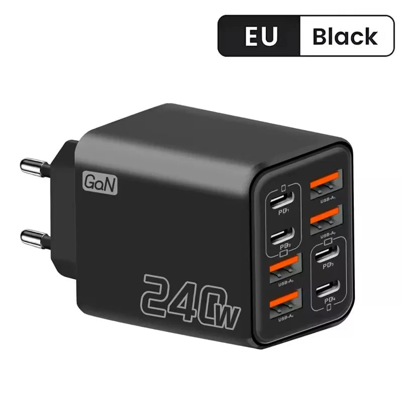 Chargeur GaN 240W 8-en-1 USB-C Charge Rapide - iPhone Samsung Xiaomi