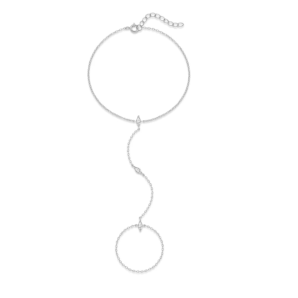 Bracelet Charme Femme en Argent 925 – Zircon Œil de Cheval & Chaîne Anneau | Or & Argent