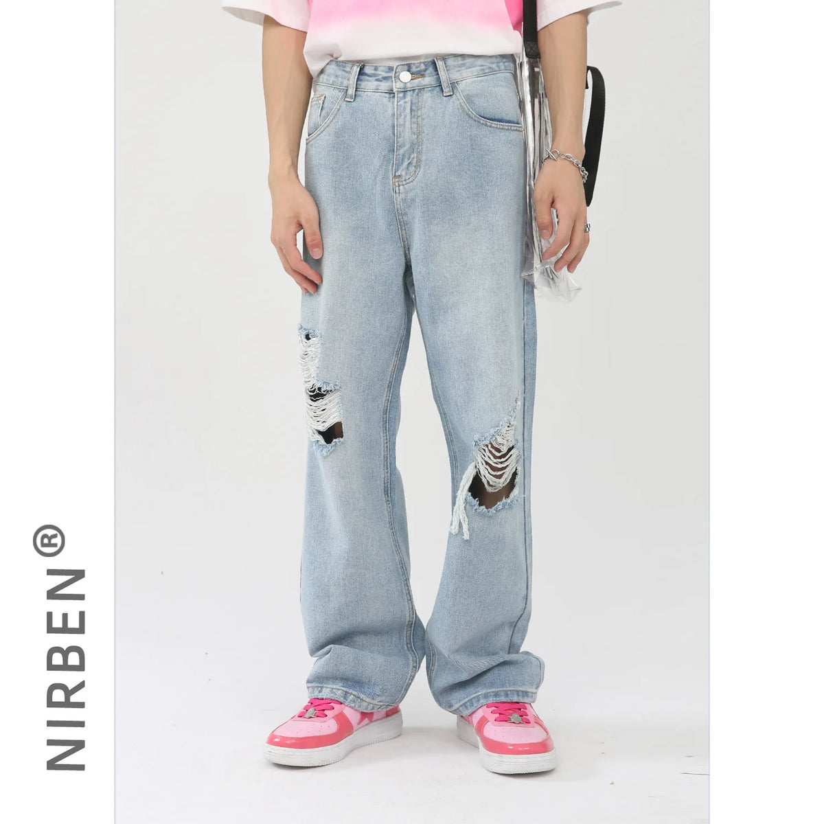 Jean Ripped Homme – Coupe Loose Lavé Longueur Longue | Style Streetwear Déstructé 2026