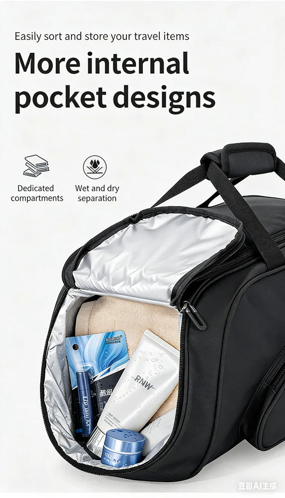 Table Tennis Bag with Large Capacity, Independent Shoe Compartment, Dry and Wet Separation Sports Training Crossbody Travel Bag