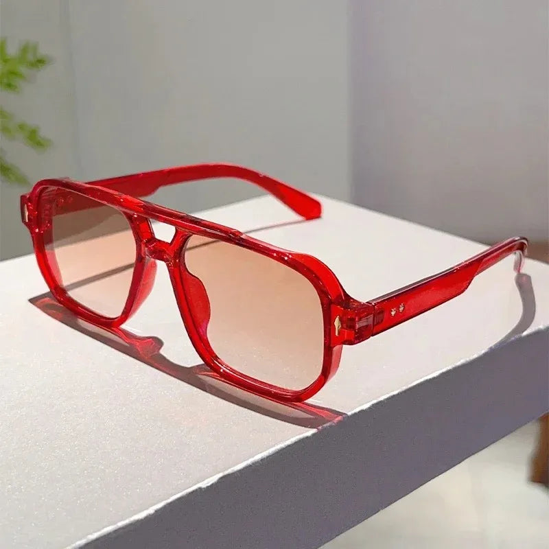 Lunettes de Soleil Vintage Double Pont Carrées UV400 – Femme & Homme