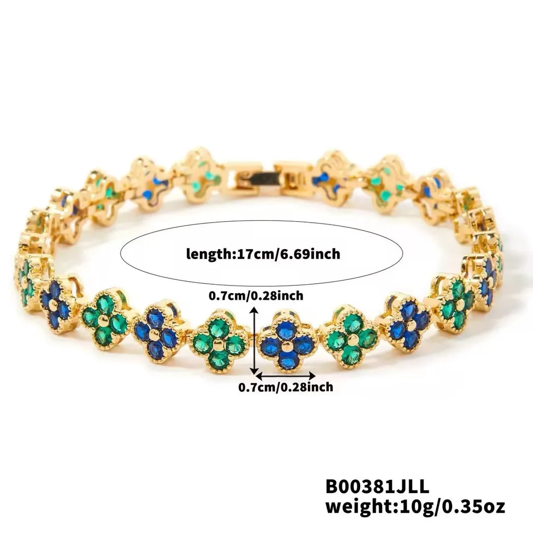 Bracelet Femme Fleur Porte-Bonheur Zircon – Style Chic & Élégant