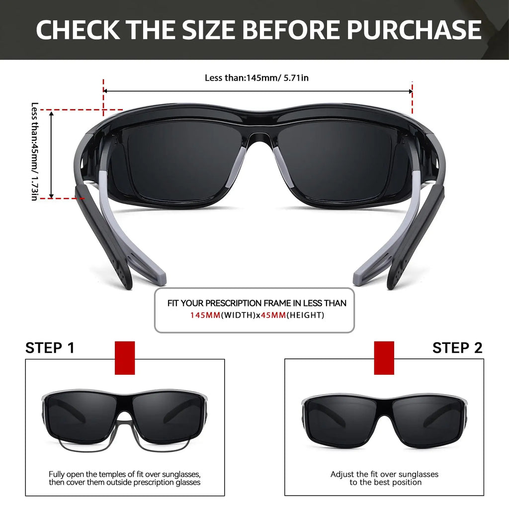 Lunettes de Soleil Polarisées Sur-Lunettes Unisexe – Anti-Reflets, UV400, Monture Titane