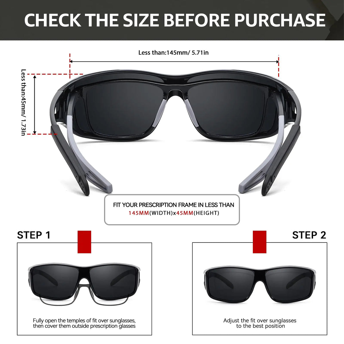 Lunettes de Soleil Polarisées Sur-Lunettes Unisexe – Anti-Reflets, UV400, Monture Titane