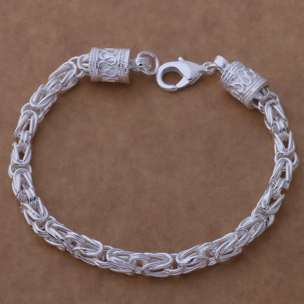 Bracelet Charm en Argent Sterling 925 – Chaîne Perlée Romantique pour Femme