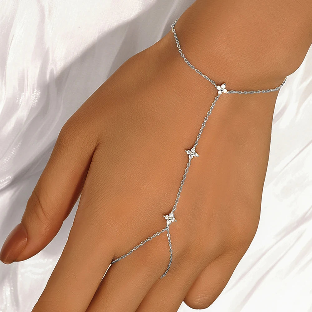 Bracelet Charme Femme en Argent 925 – Zircon Œil de Cheval & Chaîne Anneau | Or & Argent