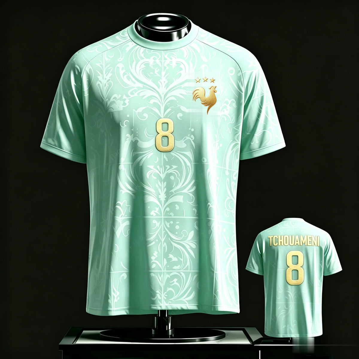 Mbappe 10 Soccer Jersey Golden Rooster Badge Dual-sided Quick Dry Crewneck Short Sleeve Unisex Premium Football Fan Jersey
