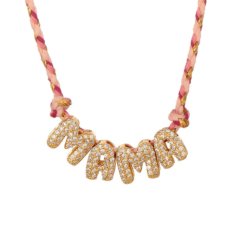 Collier Pendentif Initiale & Lettre – Corde Colorée Ajustable, Cadeau Fête des Mères