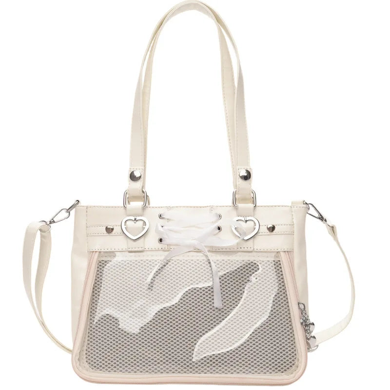 Petit Sac Ita Bag Kawaii Bandoulière Femme – Fenêtre Transparente, Ruban, Style Japonais 2026