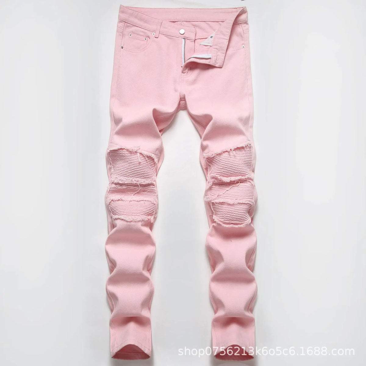 Jean Droit Taille Haute Homme – Style Y2K Streetwear Patché Vintage