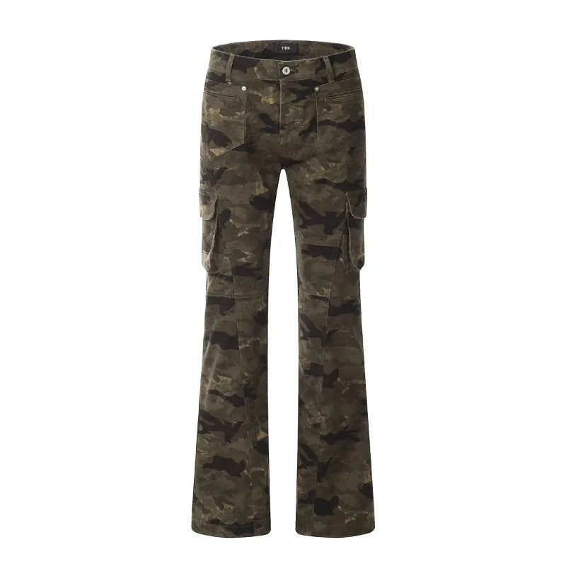 Jean Cargo Camouflage Homme Multi-Poches Style Américain Rétro Hip Hop Straight | Tailles S-3XL