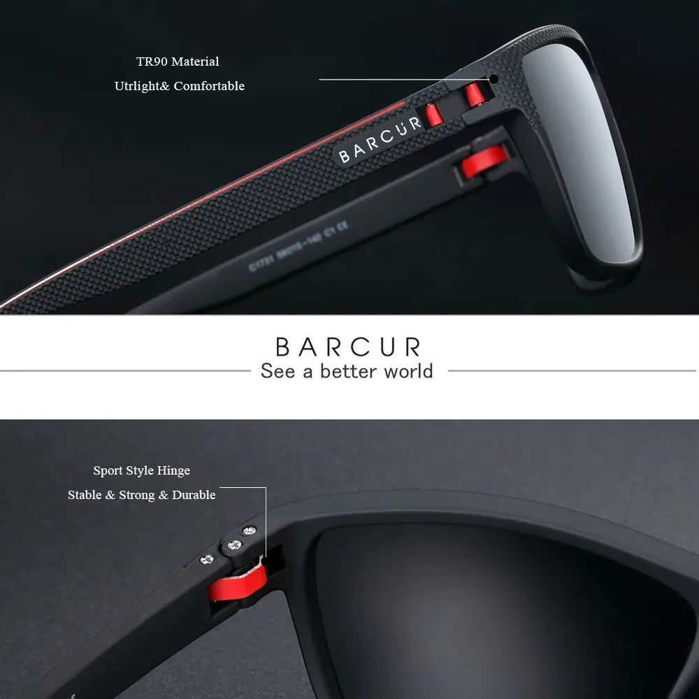 Lunettes de Soleil BARCUR TR90 Polarisées — Ultra-Légères, Sport & Casual, UV400