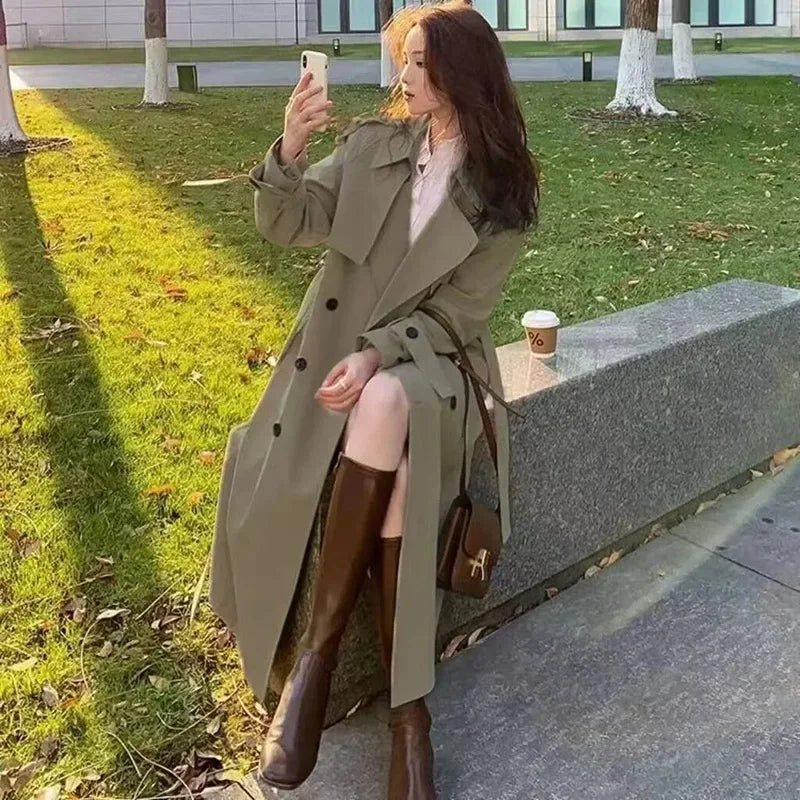 Trench Coat Femme Ample Mi-Long – Style Streetwear Casual