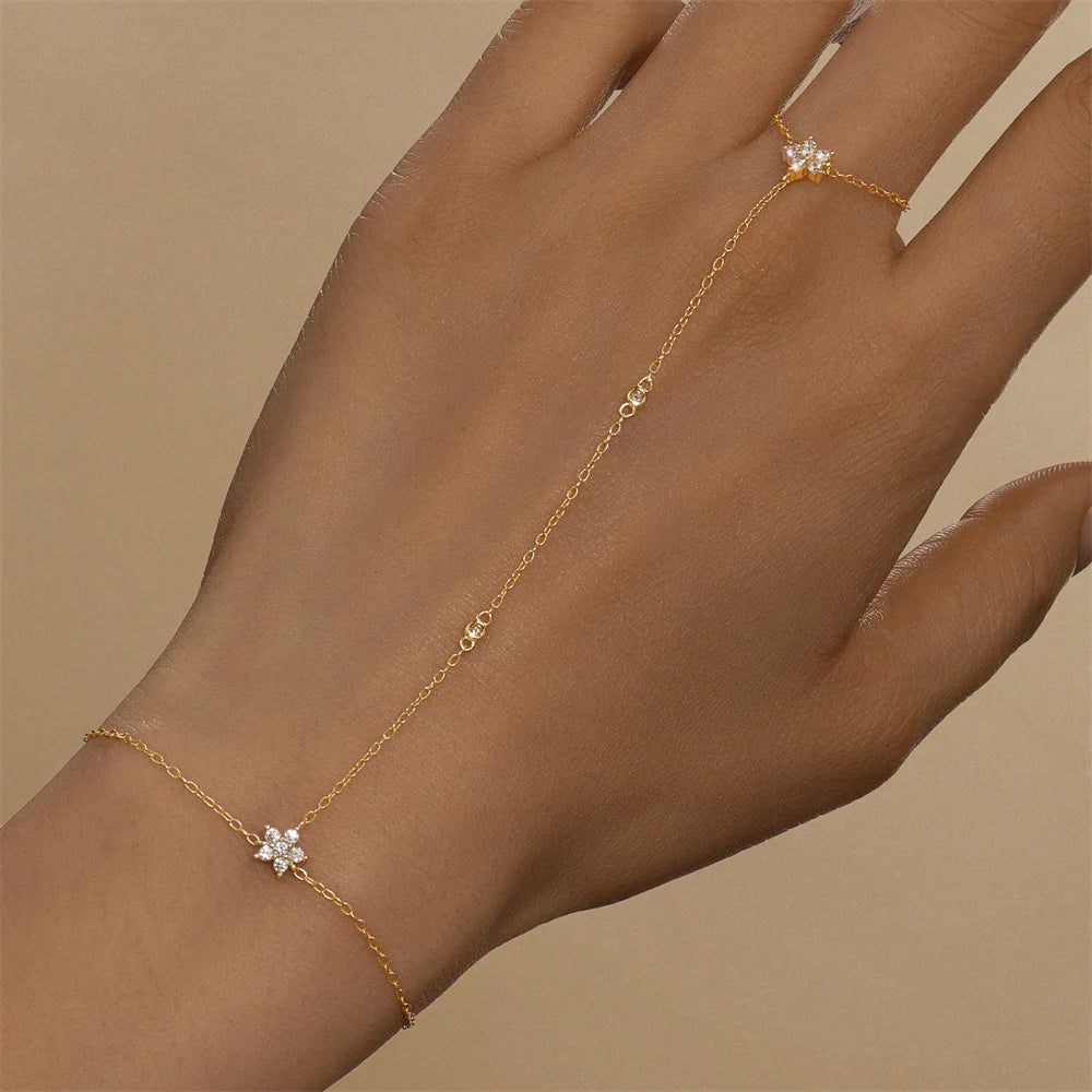 Bracelet Charme Femme en Argent 925 – Zircon Œil de Cheval & Chaîne Anneau | Or & Argent