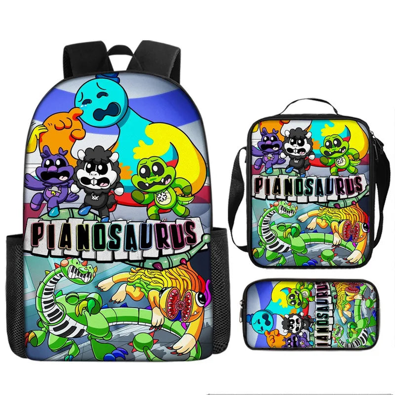 3-piece Set Nightmare Backpack Doey Doughman School Backpack For Students Horror Pianosaurus Bookbag Penbag Yarnaby Shoulderbag
