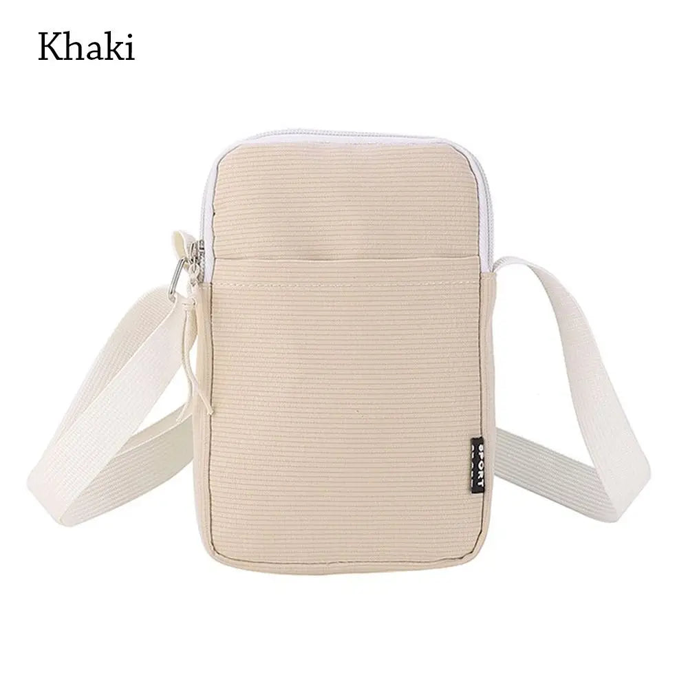 Simple Canvas Zipper Purse Crossbody Bag Handbag Shoulder Bag Phone Bag