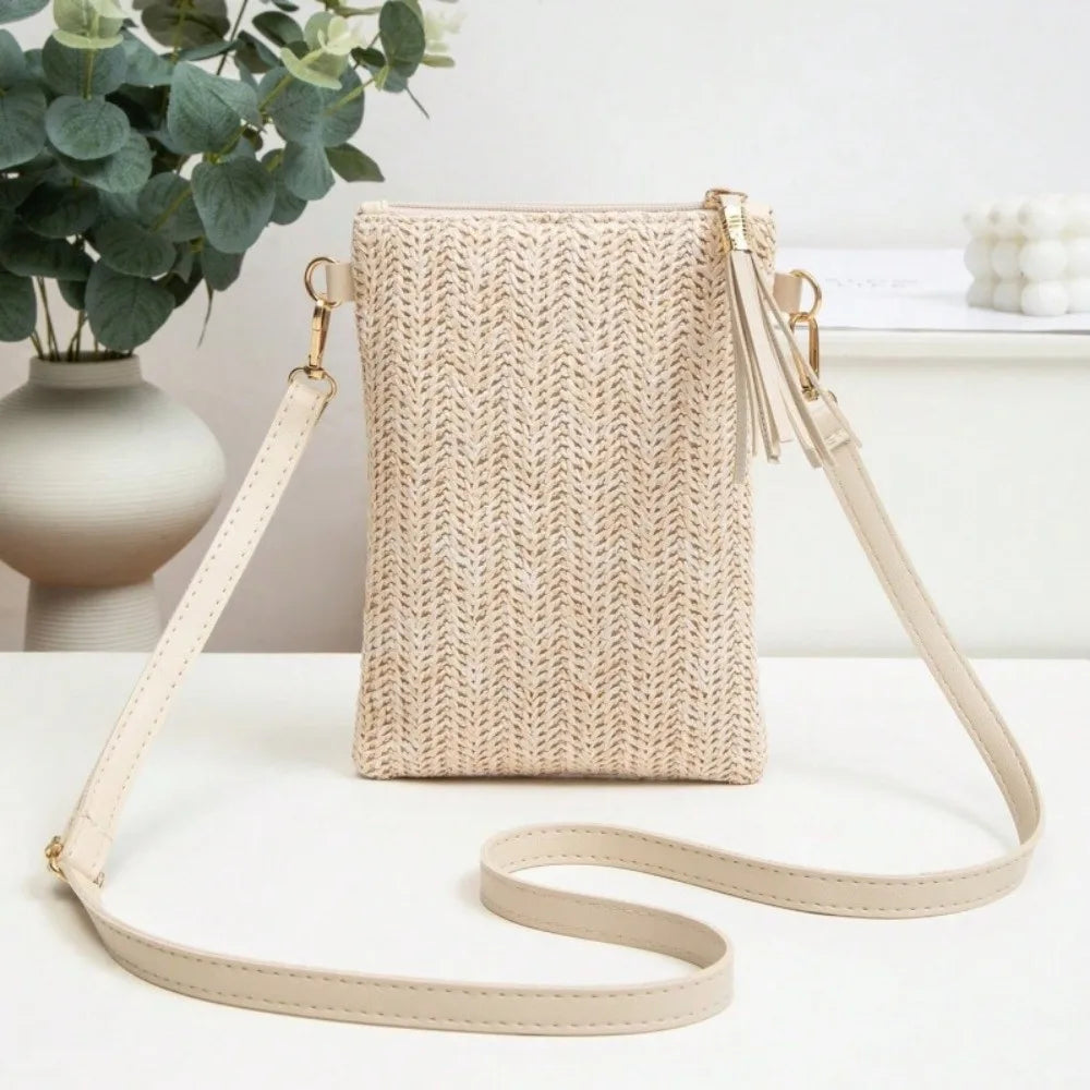 Fashion Woven Print Women Crossbody Bag Lightweight Multicolor Cell Phone Bag Elegant Shoulder Bag Mom Gift