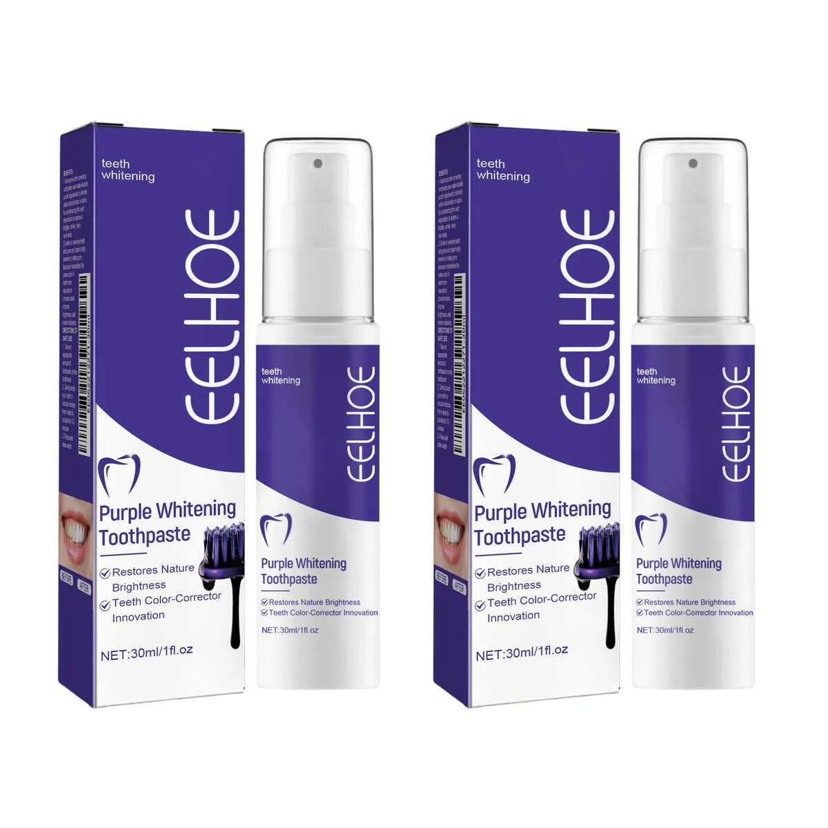 Purple Whitening Toothpaste Removes Plaque Stains Yellow Cleaning Oral Hygiene Color Corrector Tooth Bleaching Agents Toothpaste