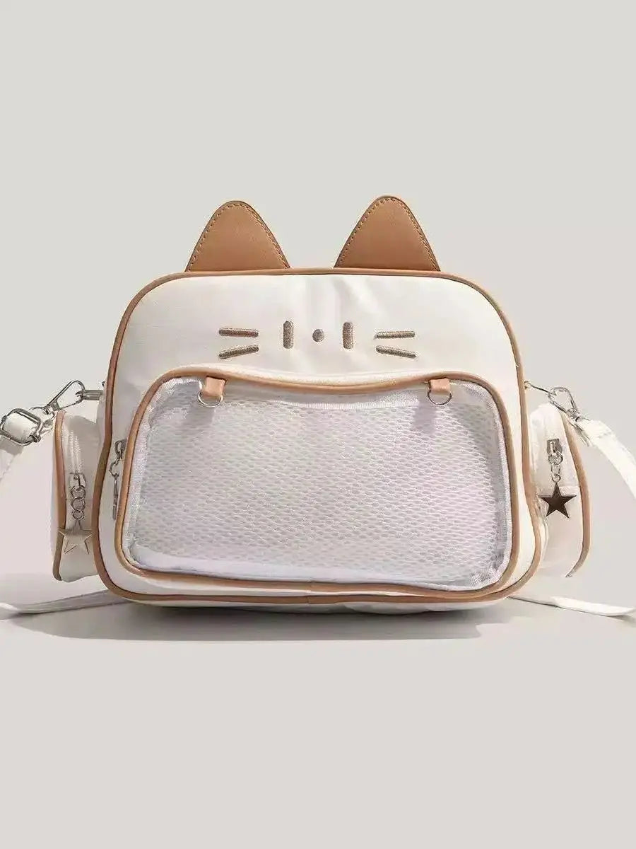 Sac Bandoulière Y2K Grande Capacité Motif Chat – Style Street Trend Femme