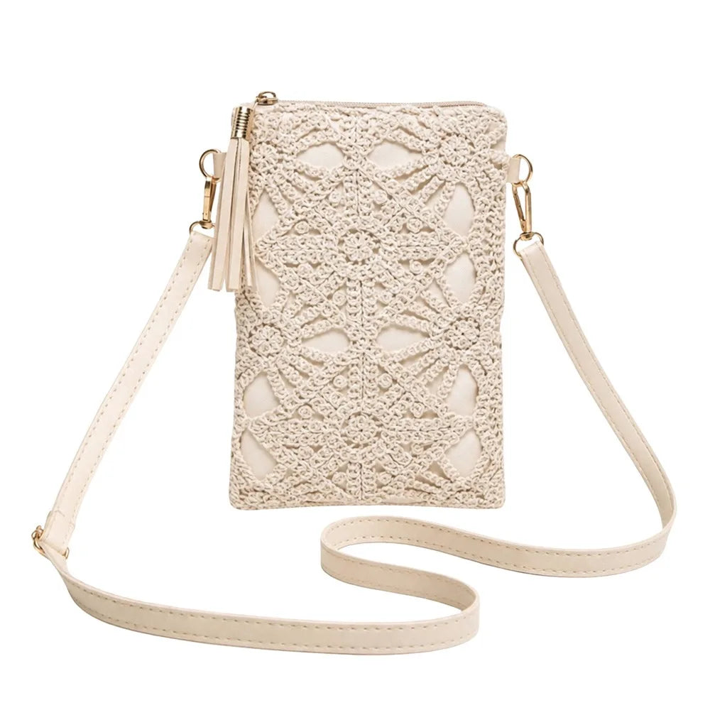 Fashion Woven Print Women Crossbody Bag Lightweight Multicolor Cell Phone Bag Elegant Shoulder Bag Mom Gift