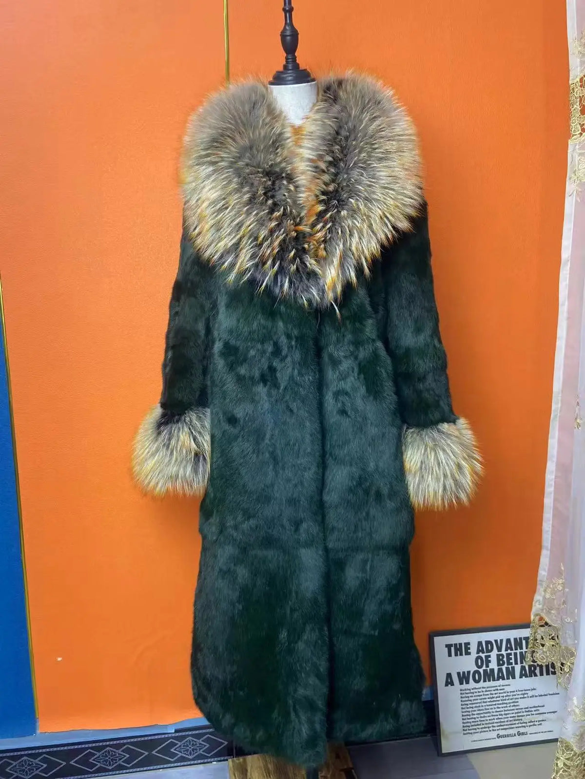 FURTJY – Manteau Femme Fourrure Naturelle de Lapin & Renard, Col Revers, Style Streetwear Chaud Hiver 2025