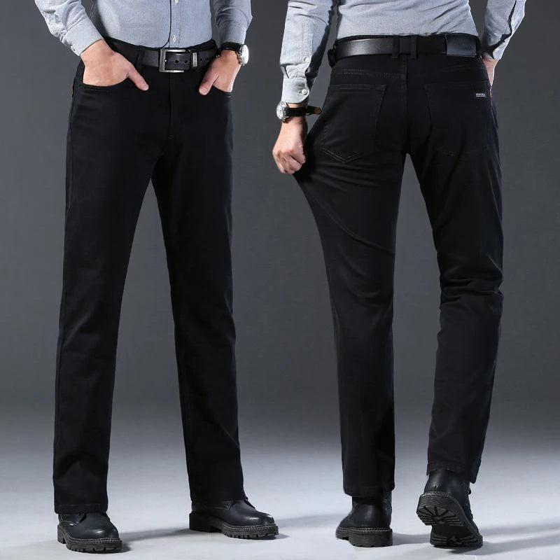 Jean Droit Homme Noir Vintage Business Style Coréen Stretch | Tailles 28-40