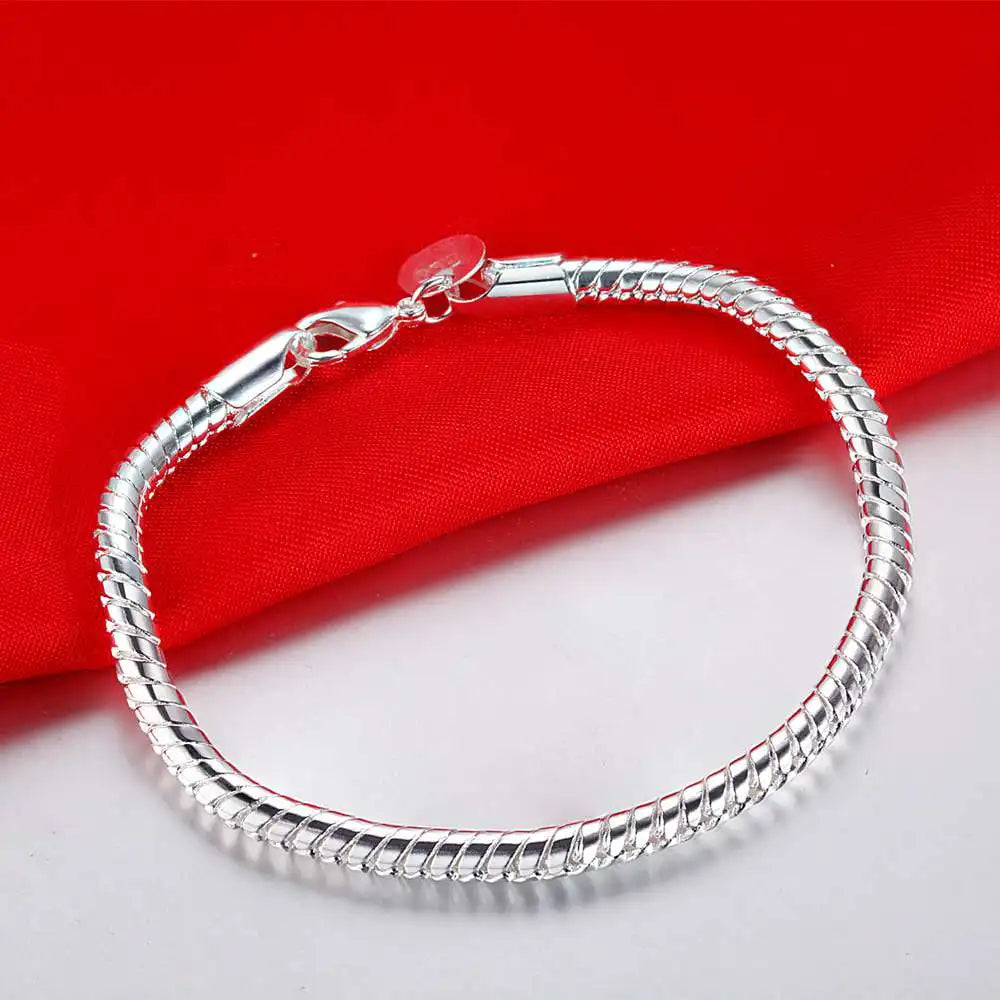 Bracelet Charm en Argent Sterling 925 – Chaîne Perlée Romantique pour Femme