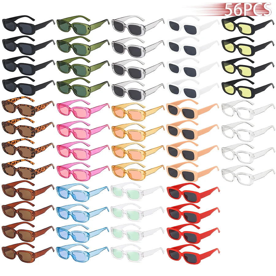 Lot 56 Lunettes de Soleil Rectangle Vintage — Style Designer, Mixte, Toutes Morphologies