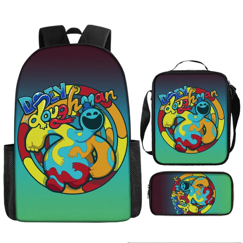 3-piece Set Nightmare Backpack Doey Doughman School Backpack For Students Horror Pianosaurus Bookbag Penbag Yarnaby Shoulderbag