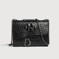 Sac bandoulière femme motif crocodile – Chaîne dorée, style vintage chic