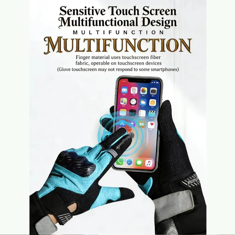 MCS-67 Genuine Leather Summer Motorcycle Moto Gloves Carbon Fiber Knuckle Guard gp Accessories Mesh Touchscreen Cross Equipment