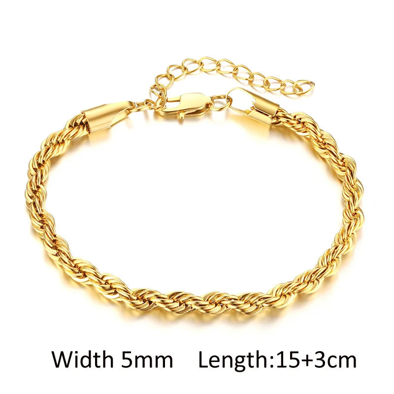 Bracelet Chaîne Acier Inoxydable Plaqué Or – Femme
