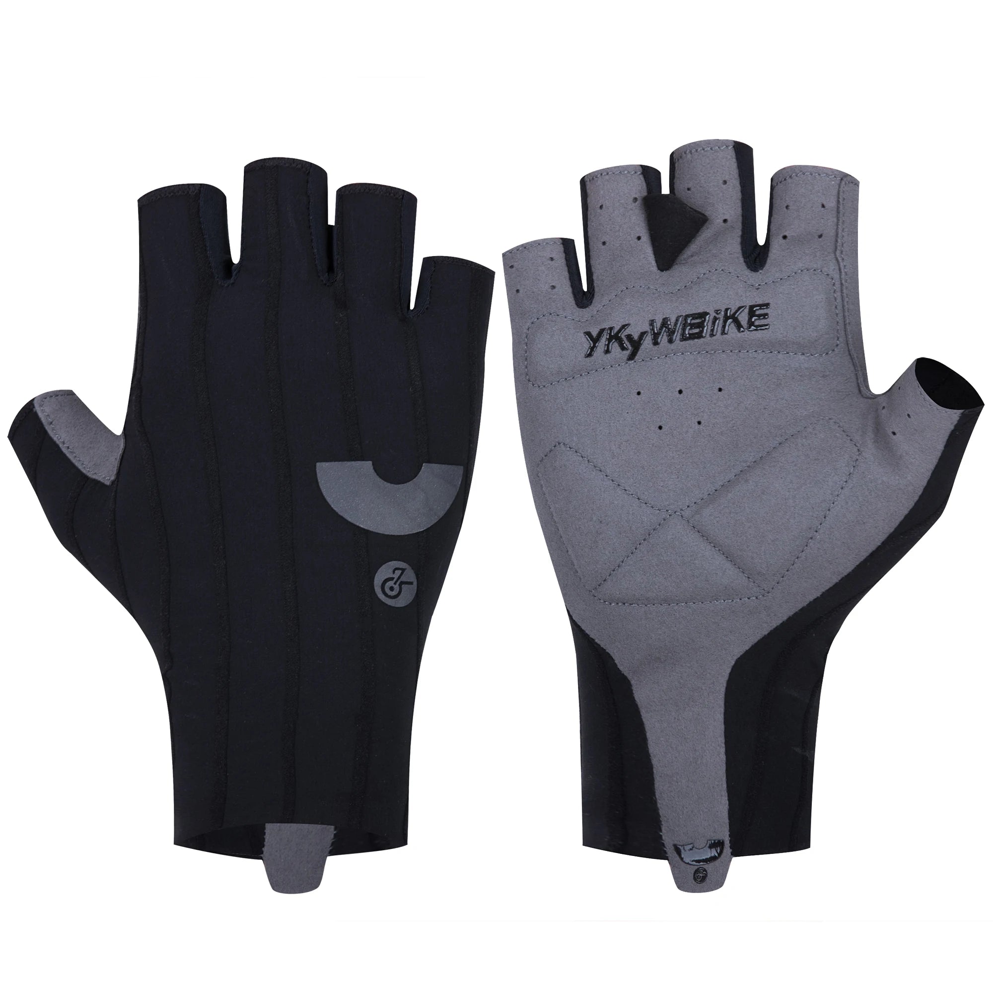 Gants de Cyclisme d'Été YKYWBIKE – Mi-Doigts, Tissu Aérodynamique Rayé, Anti-Chocs, Route & VTT