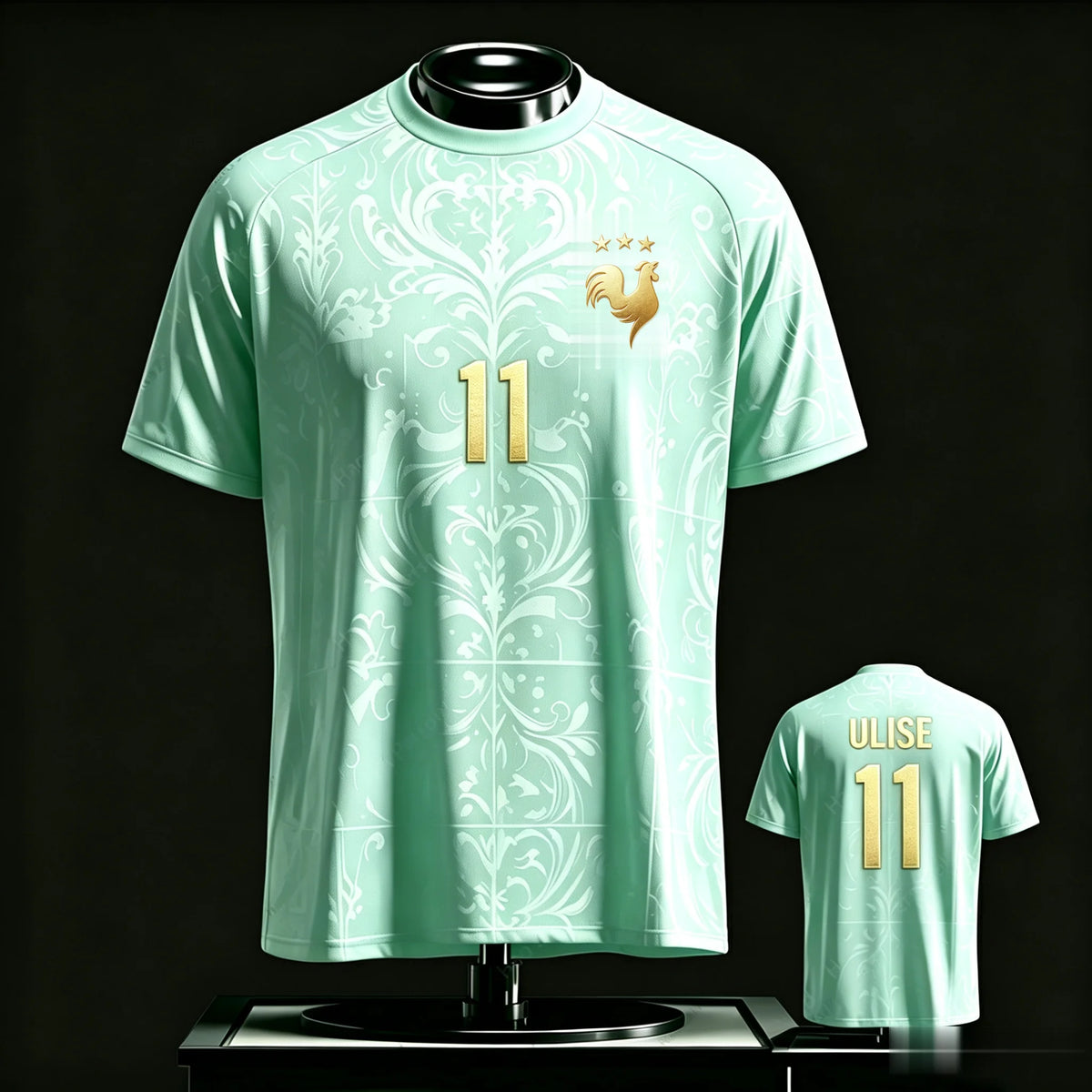 Mbappe 10 Soccer Jersey Golden Rooster Badge Double-Sided Quick Dry Crewneck Short Sleeve Unisex Premium Football Fan Jersey
