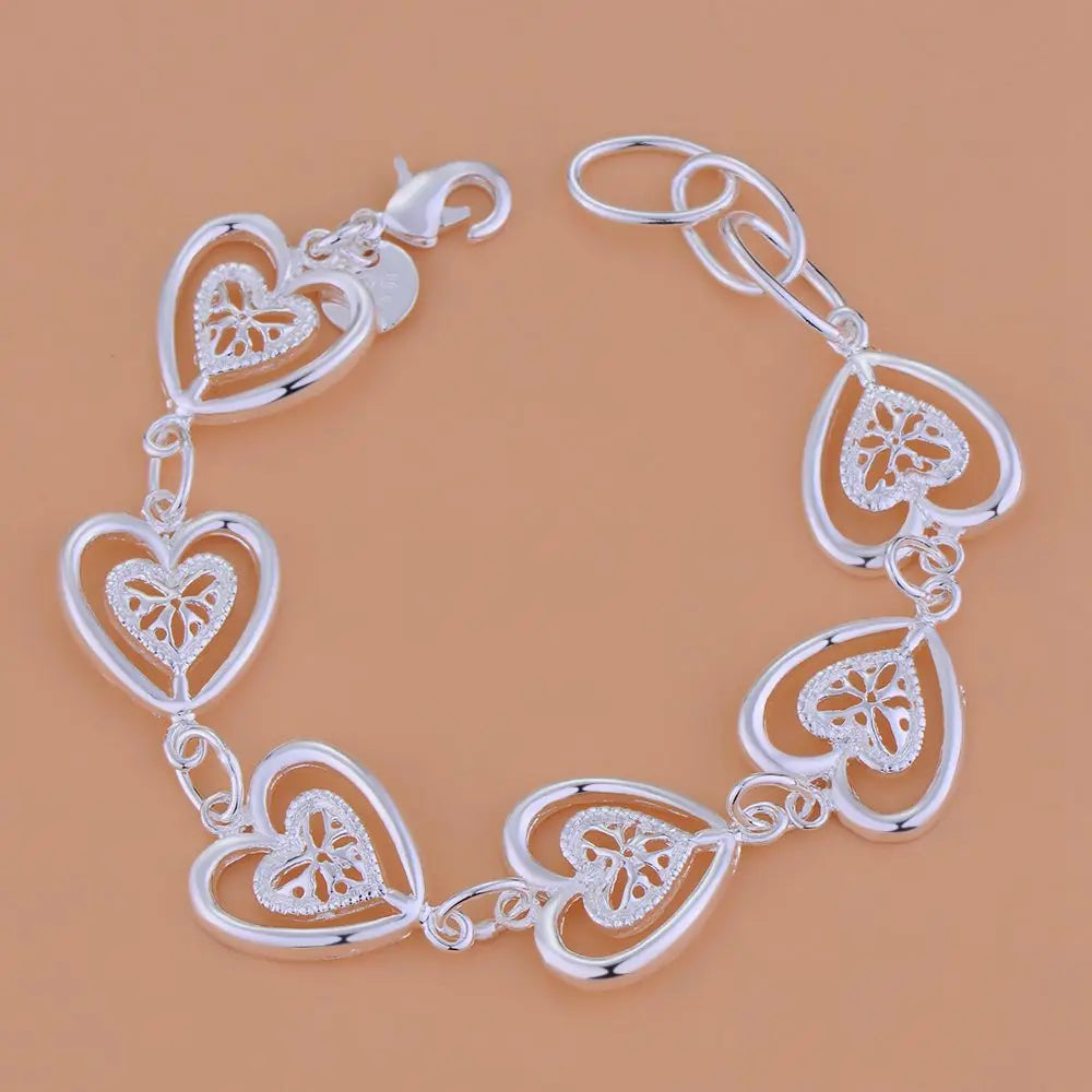 Bracelet Charm en Argent Sterling 925 – Chaîne Perlée Romantique pour Femme