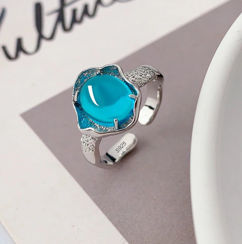 Bague Lotus en Argent Sterling 925 Femme – Texture Rétro & Ajustable | Cadeau Bijou