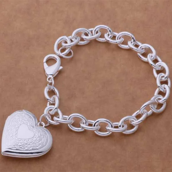 Bracelet Charm en Argent Sterling 925 – Chaîne Perlée Romantique pour Femme