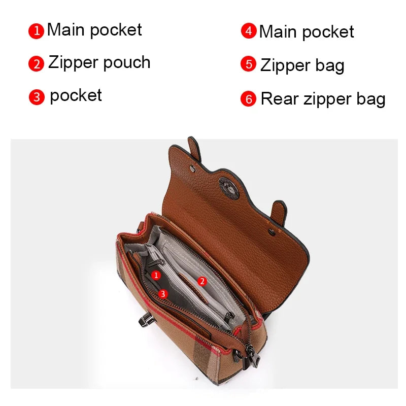 Mini Sac Boston À Carreaux Femme – Toile & Cuir Végétal, Bandoulière & Main