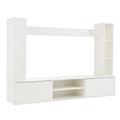 Ensemble Mural TV 4 Pièces 180x35x33,5 cm – Meuble TV + 2 Vitrines + Étagère | Blanc | Salon